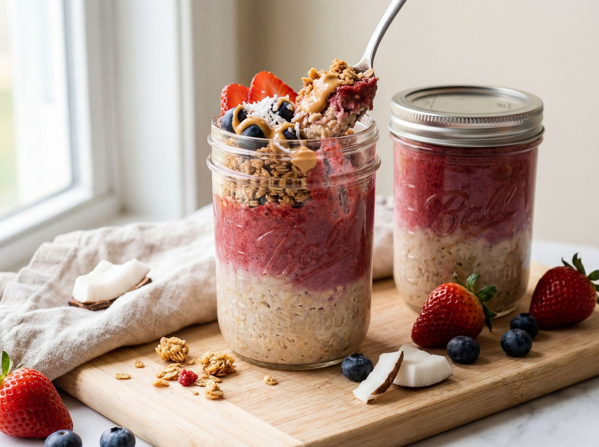 Overnight oats com frutas vermelhas