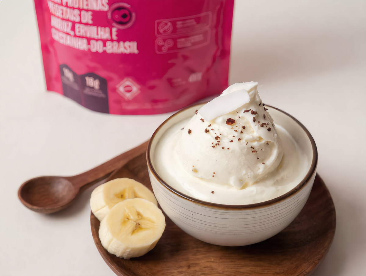 Sorvete cremoso de banana